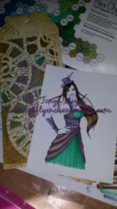 Completed digi image Constance and finished tag background